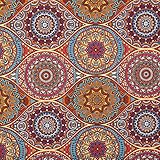 Kt KILOtela - Tessuto Canvas Stampato, Rivestire, Foderare, Divani, Tavolo, Sedia, Letto, Tende, Cuscini, Borse, 100 cm Lunghezza x 280 cm Altezza, Mandalas, Multicolore - 1 Metro