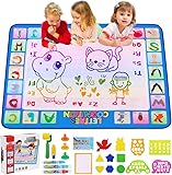 CGBOOM Doodle Tappeto Magico, Acqua Grandi Disegno Mat 100x 80 cm con 4 Penne e Colorato Libretto, Regalo Giocattolo Educativo per Bambini