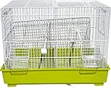 Domus Molinari Gabbia Cova per Uccelli Canarini Allevamento Riproduzione Cocorite Bengalini in Metallo Verniciato Bianco e Fondo in Plastica 44 x 26 x 33 cm