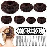 Chignon a Ciambella, Set di Chignon, 7 Pezzi Ciambella per Chignon, Chignon Materiale Accessori, Realizzare Chignon Set, Creatore per Pane Ciambella, con 10 Elastici per Capelli e 20 Clip