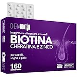 Cherabiotin, integratori a base di Biotina, Cheratina e Zinco. Vitamine per unghie e pelle. 160 micro compresse, 5 MESI DI FORNITURA