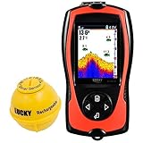 LUCKY Ecoscandaglio da Pesca Portatile Sensore Sonar Trasduttore Cercatore di profondità dell acqua Schermo a cristalli liquidi Ecoscandaglio Fish Lampada Attraente Sul Ghiaccio Pesca in Mare