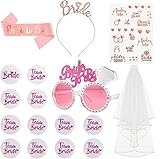 Lecone Addio al Celibato e Nubilato Decorazione, 17 Pezzi Bride to be Gadget Sposa di Essere Satin Sash Giarrettiera Sposa Cerchietto Tiara e Velo Sposa Matrimonio, Tatuaggi, Spilla Rosette