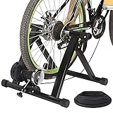 Bakaji Bike Trainer Biciletta Indoor Supporto Rullo Magnetico 6 Livelli di Resistenza Allenamento Cardio Fitness Bici Mountain Bike da Interno in Acciaio Piedini Regolabili Struttura Pieghevole