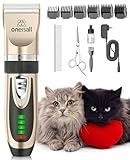 oneisall tosatrice per gatti a pelo lungo silenzioso, Kit di toelettatura per gatti a 2 velocità, Tagliacapelli cordless a basso rumore per cani gatti animali (Oro)