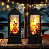 PQETBV Lanterne a Candela di Halloween, 2 di Retrò Lampada a Zucca di Halloween, Adatto per Decorazione Interna ed Esterna di Festa di Halloween (Batteria Non Inclusa)