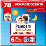 Pampers Sole e Luna Pannolino a Mutandino Extralarge, Taglia 6 (15+ Kg), 78 Pannolini