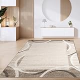 Tappeto Salotto Pelo Corto Vintage Motivo Moderno Geometrico Marrone Beige, Dimensione:160x220 cm, Colore:Marrone 6