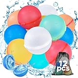 12 Pezzi Palloncini d acqua Riutilizzabili, Palloncini d Acqua Autosigillanti e Riempimento Rapido, Pallone d acqua Magnetico per Giochi Estate Bambini e Adulti All aperto, Giardini, Spiaggia Feste