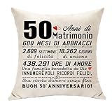 Hasodeo Regalo per 50° Anniversario di Matrimonio Copricuscino 45x45 Cuscino Decorazione Original 50 Anni di Matrimonio Regalo Nozze d Oro Regali per Coppia Moglie e Marito Genitori Nonni (50 anni)