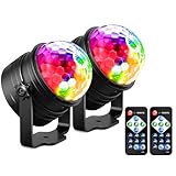 YAZEKY Luci Discoteca,2PZ 360°Ruotabile, 7 RGB Colori Musica Attivata Stroboscopiche con Telecomando, Dj per KTV, Natale, Bar, Regalo