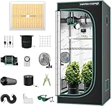 MARS HYDRO TS1000 Grow Box Kit Completo -TS1000 dimmerabile led Lampada da Coltivazione Set completo, 80 x 80 X160cm growbox con ventola in linea da 4 pollici con regolatore di temperatura e umidità