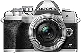 Fotocamera Olympus OM-D E-M10 Mark IV con sistema Micro Quattro Terzi, sensore da 20 MP, mirino elettronico, video 4K, Wi-Fi, argento, incl. M.Zuiko Digital ED 14-42mm F3.5-5.6 EZ Pancake argento