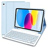 Lielax per iPad 10a Generazione Tastiera Custodia 10.9“2022, Italiano QWERTY Rimovibile Bluetooth Tastiera,Slim10.9 pollici custodia con tastiera, Custodia con Supporto Pencil per 10a Gen 2022-Blu