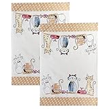 SPOTTED DOG GIFT COMPANY - Strofinacci da cucina con motivo gatti - lavabili in lavatrice - idee regalo per donna - cotone - 50 x 70 cm - set da 2