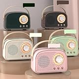 Altoparlante compatto retrò, mini altoparlante portatile compatibile con retrò, altoparlante vintage, radio classico vecchio stile, per disco USB, scheda TF, uscita audio, radio FM (erba verde)