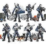 MEIEST SWAT - Set di 8 mini figure di polizia cittadina assemblati, con più accessori per armi militari, set di favore del partito per ragazzi e uomini