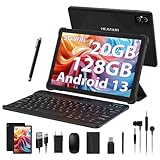 HEASUR Tablet 10 Pollici Android 13 Tablet 20GB RAM+128GB ROM (1TB TF), Octa-Core 2.0 GHz, 5G WIFI, BT 5.0,8000mAh, Tablet conTastiera+Mouse+Custodia+Penna+Cuffie -Nero