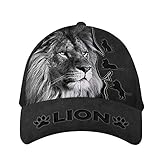 942 Leone Grezzo Nero Stampato in 3D Uomo Donna Trucker Cappellino Tesa Curva Snapback Cappello Regolabile Visiera Baseball Cappellino per Campeggio Estivo