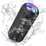 Ortizan X10 Speaker Bluetooth Portatile-Cassa Altoparlante Bluetooth Waterproof IPX7-Con Luce,Fino a 30h di Autonomia,3 Effetti Sonori Stereo Hi-Fi Bassi, Vivavoce Microfono-Con AUX, TF(nero)