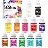 Treedoa Coloranti Alimentari a 12 Colori x 10ML, Coloranti Alimentari Liquido per Torte, Coloranti Alimentari per Torte Forno, Decorazioni, Fondant, Glassa, Produzione di Slime