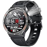 Orologio Smartwatch Uomo Orologi Watch: Smartwatch Uomo Nero 1,53" Rotondo Touchscreen Fitness Contapassi Sport Tracker Chiamate Impermeabile 3ATM Sanguigna Pressione Bluetooth Compatibile Android iOS