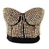 Bslingerie® - Reggiseno sexy con spille metalliche, per discoteca gold L