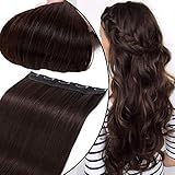 Extension Capelli Veri Clip Fascia Unica One Piece Hair Extensions Remy Human Hair Naturali Umani Lisci (12" 30cm 40g 2 Marrone Scuro)