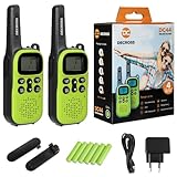 DC DECROSS 43/44 Walkie Talkie bambini e adulti, set di 2 Walki Talki fino a 4 km, PMR446 16 canali, VOX, torcia, regalo ragazzi ragazze 4, 5, 6, 7, 8 anni, escursionismo, campeggio (DC44 Verde/Accu)