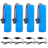 CJBIN 4 PCS Batterie Ricaricabili ICR18650 Li-Ion 3,7V 1200mAh, con 4 Connettori SM-2P e Caricatore USB, per Luci Solari, Telecomandi, Torce Elettriche a LED