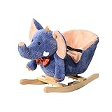 HOMCOM Cavallo a Dondolo in Legno Elefante per i Bambini 60x33x45cm