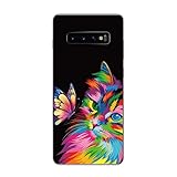 KARTXITAI Cover Compatibile con Samsung Galaxy Plus Custodia Trasparente Slim in Silicone TPU con Assorbimento degli Urti e Anti-Graffio-Gatto farfalla