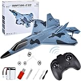 JONRRYIN Aereo Radiocomandato F-22 RC, Aeroplano Telecomandato per Bambini, 2,4 GHz, Aliante Radiocomandato, Giocattolo per Principianti, Bambini e Adulti