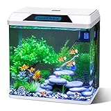 Nobleza - 30L Piccolo Acquario Completo con Illuminazione a LED e Sistema di Filtraggio Integrato, Bianco, Vasche per Pesci