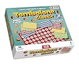 Tombola Classic 24 cartelle - Gioco tradizionale da tavolo per tutta la famiglia con tabellone, numeri in legno e 24 cartelle con finestrelle + portachiave fischietto