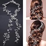 Fascia Sposa per Capelli Accessori Capelli Nuziale per Acconciatura Decorazione Capelli lunghi Vines Fasce copricapo da sposa per Capelli da Sposa con Perline e Strass per Donne e Ragazze（50 cm）