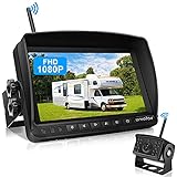 URVOLAX Telecamera Retromarcia Wireless,Monitor da 7"e Telecamera Posteriore Impermeabile IP69K, Visione Notturna HD 1080P 170 ° Grandangolare Telecamera Parcheggio Auto per Roulotte Autocarri Auto