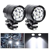 2PCS 60W Fari Moto Supplementari,6 LEDs Faretti Luci Anteriori 6000LM Lavorare Spot per 12-24V Veicolo Bici Auto Barca