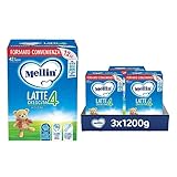 MELLIN 4 - Latte di Crescita in Polvere per Bambini - dal 2° anno compiuto al 3° anno - Confezione da 3600 grammi (3 x 1200g)