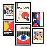 Nacnic Set di 6 stampe in stile Bauhaus 3 Stampe di collezione di design geometrica Stampe decorative estetiche per il tuo soggiorno, camera da letto, casa Dimensioni A4 e A3