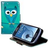 kwmobile Custodia Compatibile con Samsung Galaxy S3 Mini i8190 Cover - Portafoglio Pelle Sintetica con Chiusura Magnetica - Porta Carte Civetta notturna