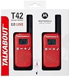 MOTOROLA Solutions - Lotto di 2 Walkie Talkie - TALKABOUT T42 - PMR446 - Rosso - Ideale per famiglie