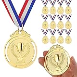 GeeRic 12pz Medaglie d oro Medaglie per Bambini/Studenti/Giocatore/Atleta Medaglie in Metallo con Nastro Collo Vincitore di Medaglie per Concorso/Sport/Festa Decorazione