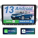 AWESAFE 9 Pollici Android 13 Autoradio 2G+64GB con CarPlay Android Auto per VW Golf 5 6 Plus Polo Passat Tiguan Seat, Car Radio GPS Bluetooth WIFI FM RDS EQ Comandi al Volante