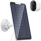 DEHKATA Pannello solare da 4 W compatibile con Arlo Pro 3/Pro 4/Pro 5S/Ultra/Ultra 2/Go 2, cavo di ricarica da 9,8 piedi, IP65 resistente alle intemperie con supporto a parete a 360° Bianco.