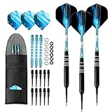 Crazy-M Dart Darts Soft Darts 3 Pezzi 18g Set di Freccette da torneo Set di Freccette da torneo, barilotti di Metallo Rivestiti Neri Freccette (dardi Morbidi) con voli