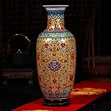 Grande vaso tradizionale in porcellana cinese antico vaso in ceramica con base decorativa vaso in porcellana moderna centrotavola colorato vaso cinese - A H46cmxW20cm