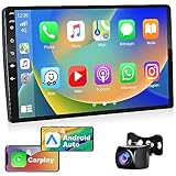 Podofo 2+64G Autoradio Android 2 Din con Wireless Apple Carplay Android Auto, Autoradio Bluetooth Touchscreen da 9" con 28 UI, HiFi, GPS,Schermo Diviso, Radio RDS/FM + Telecamera di Retromarcia