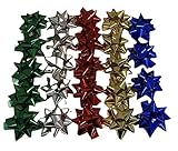 24 COCCARDE DA REGALO GRANDI, IN 5 COLORI METALLICI PER REGALI, FIOCCHI PER PACCHETTI AUTOADESIVI, STELLE DECORATIVE PER NATALE, COMPLEANNI, SAN VALENTINO, 6CM ADESIVO 2CM