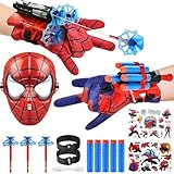 LIVESTN Set di 2 Spiderm Guanti per Bambino, Launcher Glove Guanti Launcher per Giochi con Spiderm Maschera e Spiderm Tatuaggi Spiderm Web Launcher Toy, Giocattolo Educativo per Bambini (D)